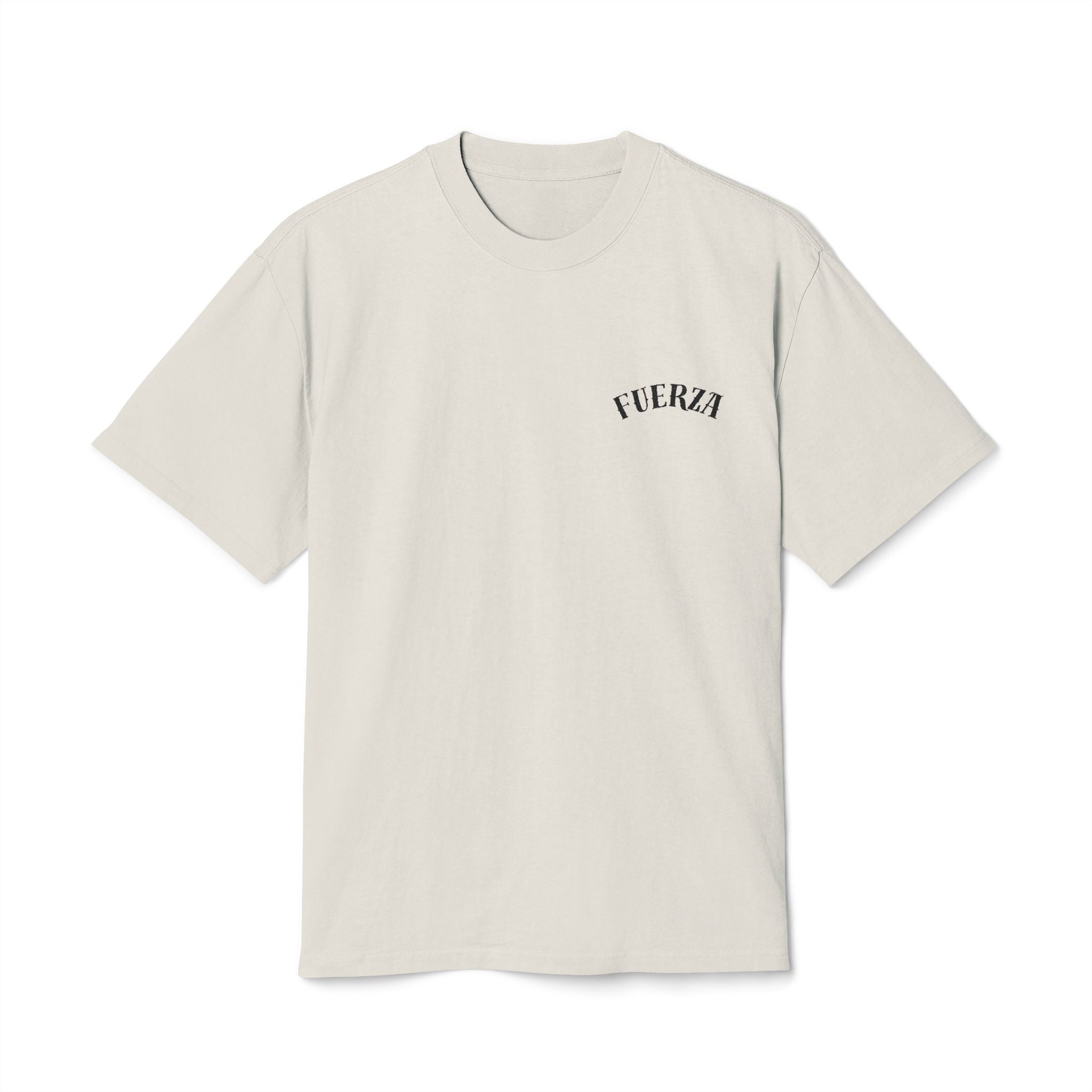 Fuerza Logo Tee | Minimal Chest Print, Cream Cotton