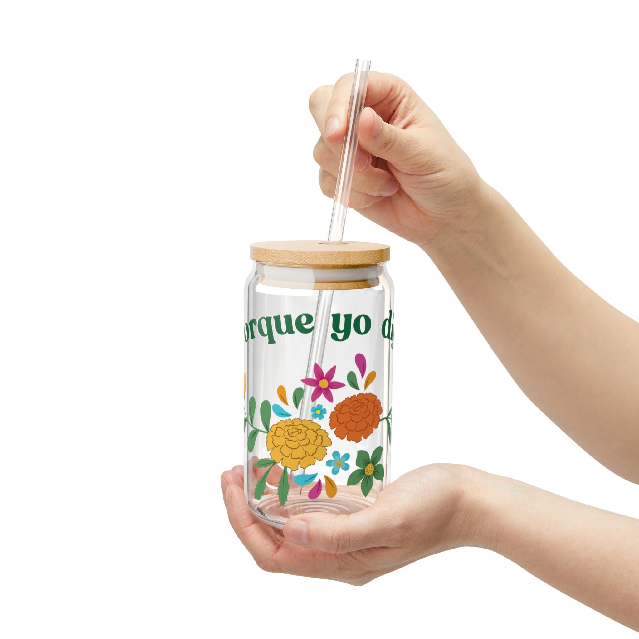 Porque Yo Dije Floral Sipper Glass | 16oz Straw Tumbler